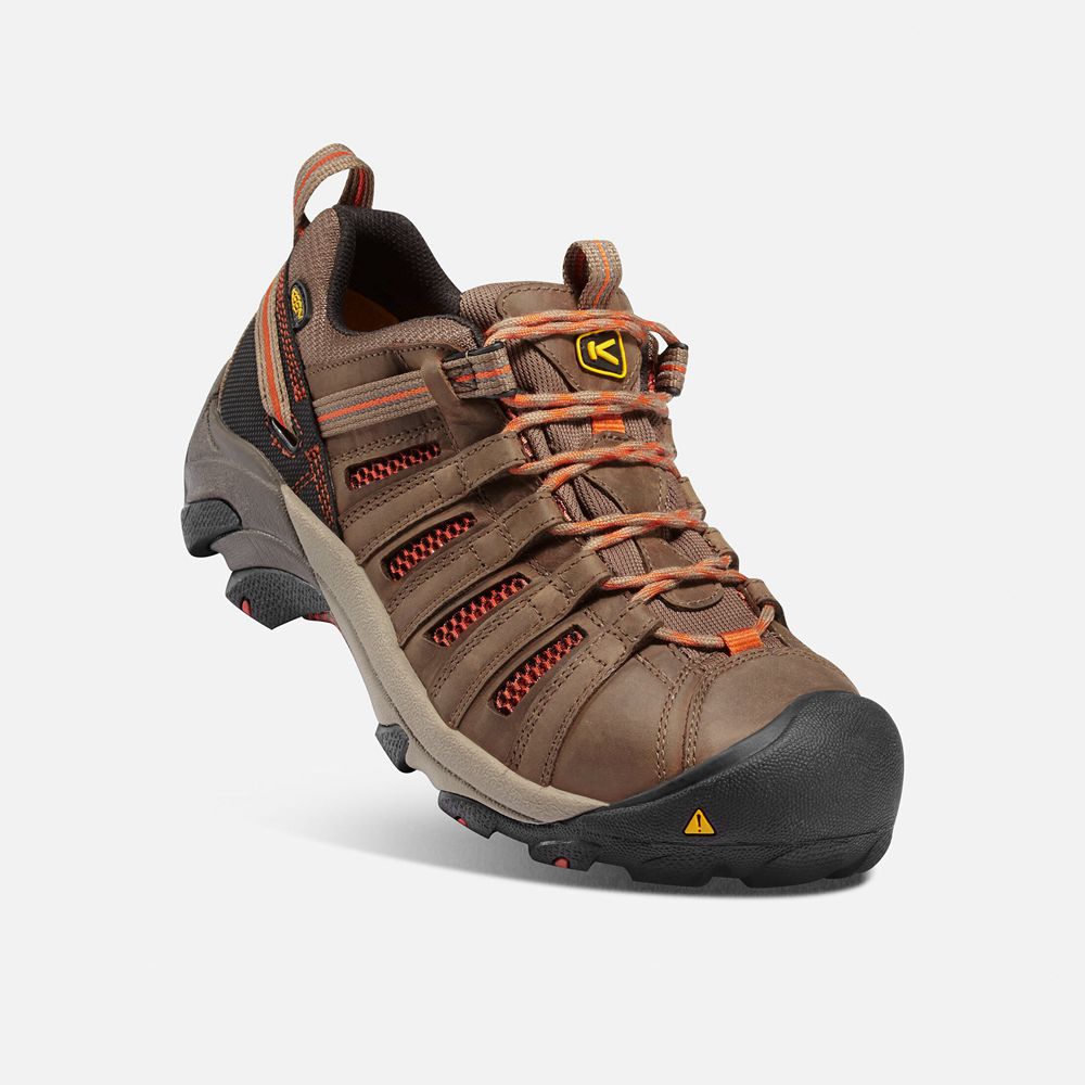 Chaussures de Travail Keen Homme Marron/Noir | Flint Basse (Steel Toe) | IRZDM-4637